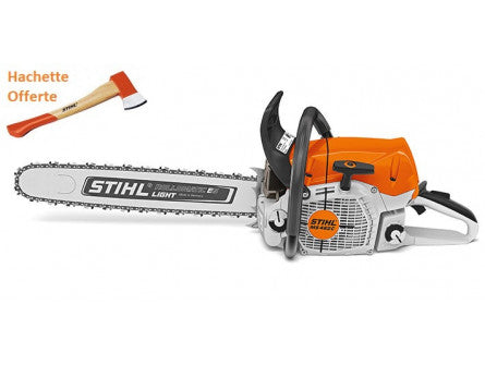 TRONÇONNEUSE STIHL MS 462 C-M AVEC 2 CHAINES D&#8217;ORIGINE ET UNE HACHETTE DE BUCHERON STIHL AX6